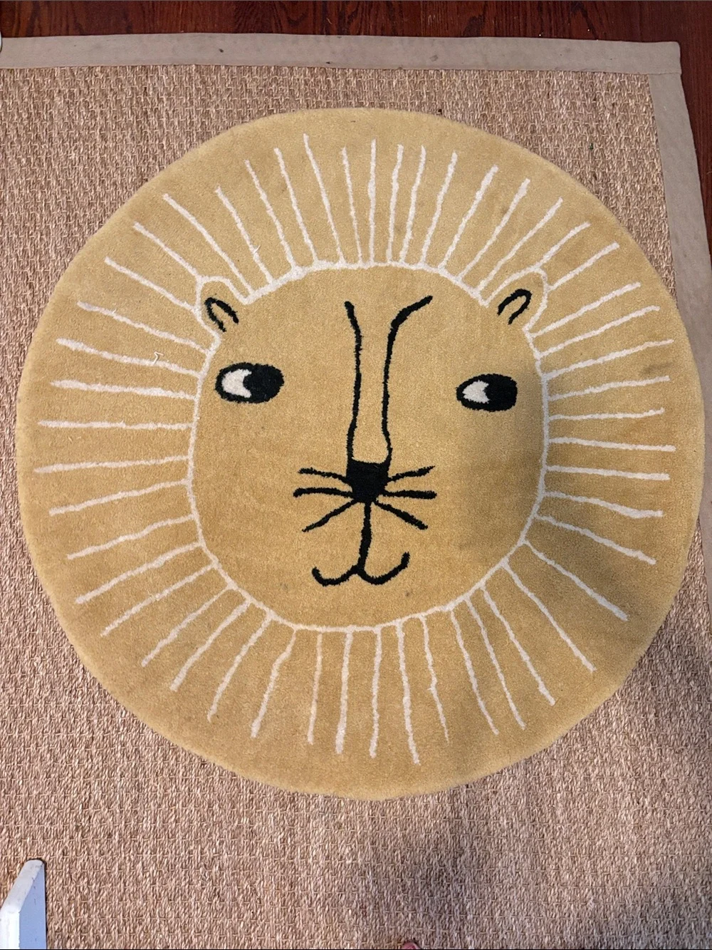OYOY Mustard Yellow Lion Round Accent Rug by